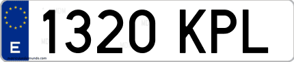 Ejemplo de matrícula de coche ordinaria 1320 KPL