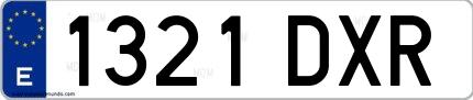 Ejemplo de matrícula española 1321 DXR