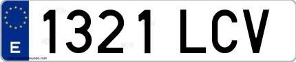 Ejemplo de matrícula española 1321 LCV