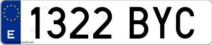 Ejemplo de matrícula española 1322 BYC