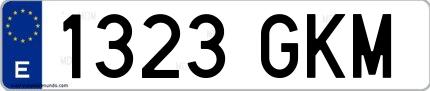 Ejemplo de matrícula española 1323 GKM