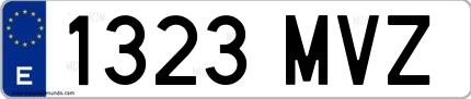 Ejemplo de matrícula española 1323 MVZ