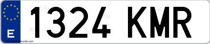 Ejemplo de matrícula de coche ordinaria 1324 KMR