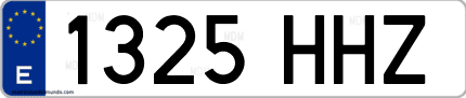 Ejemplo de matrícula de coche ordinaria 1325 HHZ