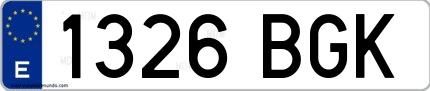 Ejemplo de matrícula española 1326 BGK