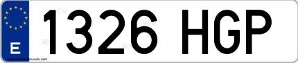 Ejemplo de matrícula española 1326 HGP