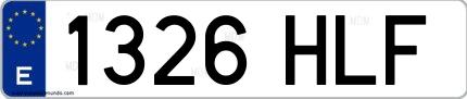 Ejemplo de matrícula española 1326 HLF
