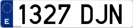 Ejemplo de matrícula de coche ordinaria 1327 DJN