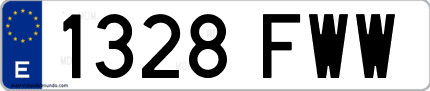 Ejemplo de matrícula de coche ordinaria 1328 FWW