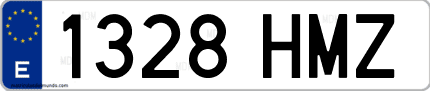 Ejemplo de matrícula de coche ordinaria 1328 HMZ