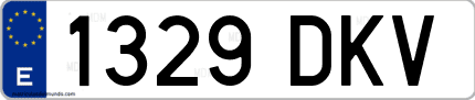 Ejemplo de matrícula de coche ordinaria 1329 DKV