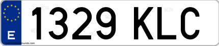 Ejemplo de matrícula de coche ordinaria 1329 KLC
