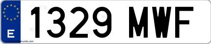 Ejemplo de matrícula española 1329 MWF