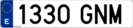 Ejemplo de matrícula de coche ordinaria 1330 GNM