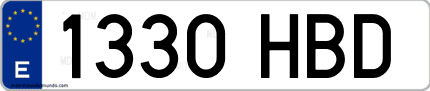 Ejemplo de matrícula de coche ordinaria 1330 HBD