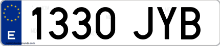 Ejemplo de matrícula de coche ordinaria 1330 JYB