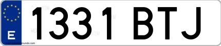 Ejemplo de matrícula española 1331 BTJ
