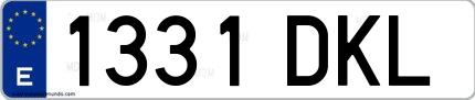 Ejemplo de matrícula española 1331 DKL