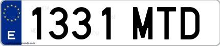 Ejemplo de matrícula española 1331 MTD