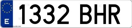 Ejemplo de matrícula española 1332 BHR