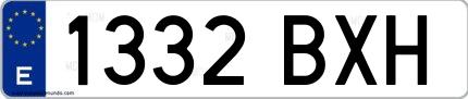 Ejemplo de matrícula española 1332 BXH