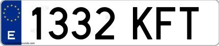Ejemplo de matrícula española 1332 KFT