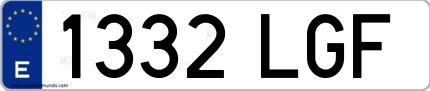 Ejemplo de matrícula española 1332 LGF