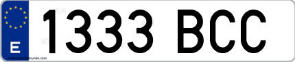 Ejemplo de matrícula de coche ordinaria 1333 BCC