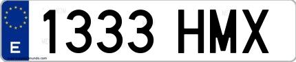 Ejemplo de matrícula española 1333 HMX