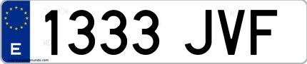 Ejemplo de matrícula española 1333 JVF