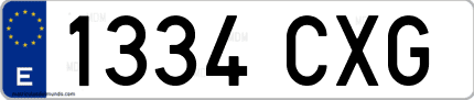 Ejemplo de matrícula de coche ordinaria 1334 CXG
