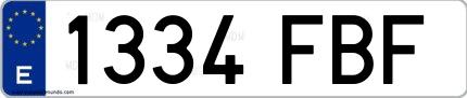 Ejemplo de matrícula española 1334 FBF