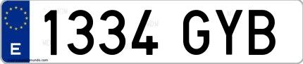 Ejemplo de matrícula española 1334 GYB