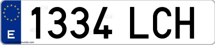 Ejemplo de matrícula de coche ordinaria 1334 LCH