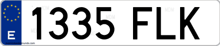 Ejemplo de matrícula de coche ordinaria 1335 FLK
