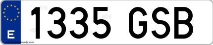 Ejemplo de matrícula española 1335 GSB
