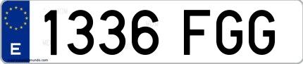 Ejemplo de matrícula española 1336 FGG