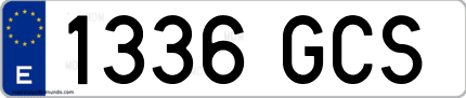 Ejemplo de matrícula de coche ordinaria 1336 GCS