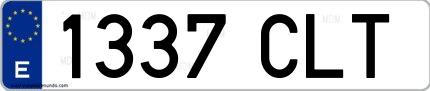 Ejemplo de matrícula española 1337 CLT