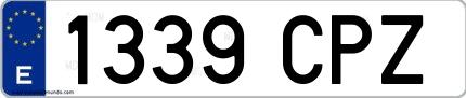 Ejemplo de matrícula española 1339 CPZ