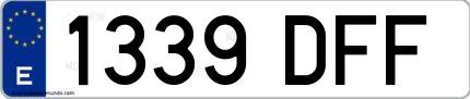 Ejemplo de matrícula española 1339 DFF