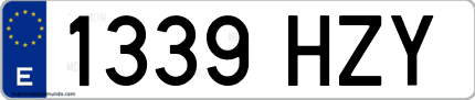 Ejemplo de matrícula de coche ordinaria 1339 HZY