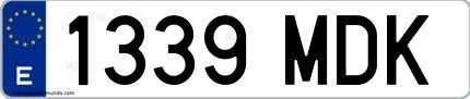 Ejemplo de matrícula española 1339 MDK