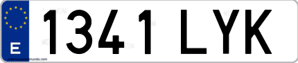 Ejemplo de matrícula de coche ordinaria 1341 LYK