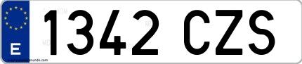 Ejemplo de matrícula española 1342 CZS