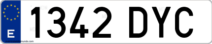 Ejemplo de matrícula de coche ordinaria 1342 DYC