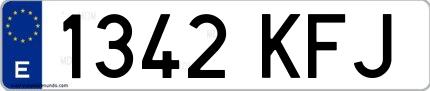 Ejemplo de matrícula española 1342 KFJ