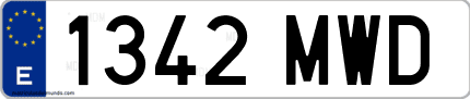 Ejemplo de matrícula de coche ordinaria 1342 MWD