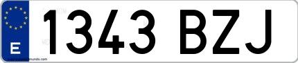 Ejemplo de matrícula española 1343 BZJ