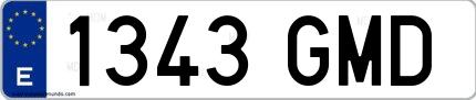 Ejemplo de matrícula española 1343 GMD
